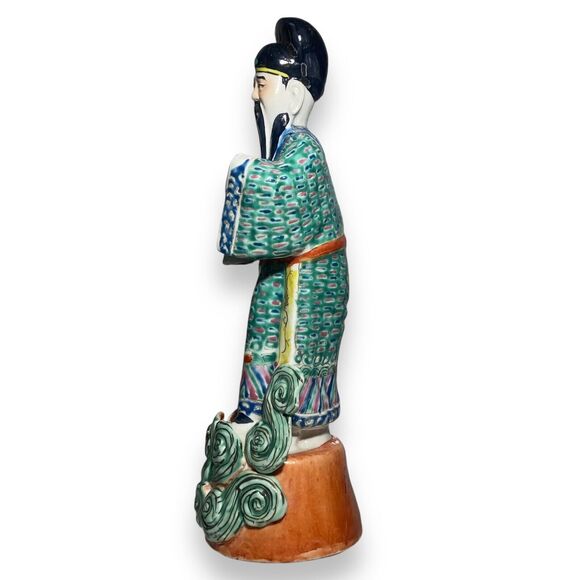 Antique Chinese Famille Verte Rose Enamel Porcelain Standing Immortal Figure - Picture 4 of 13